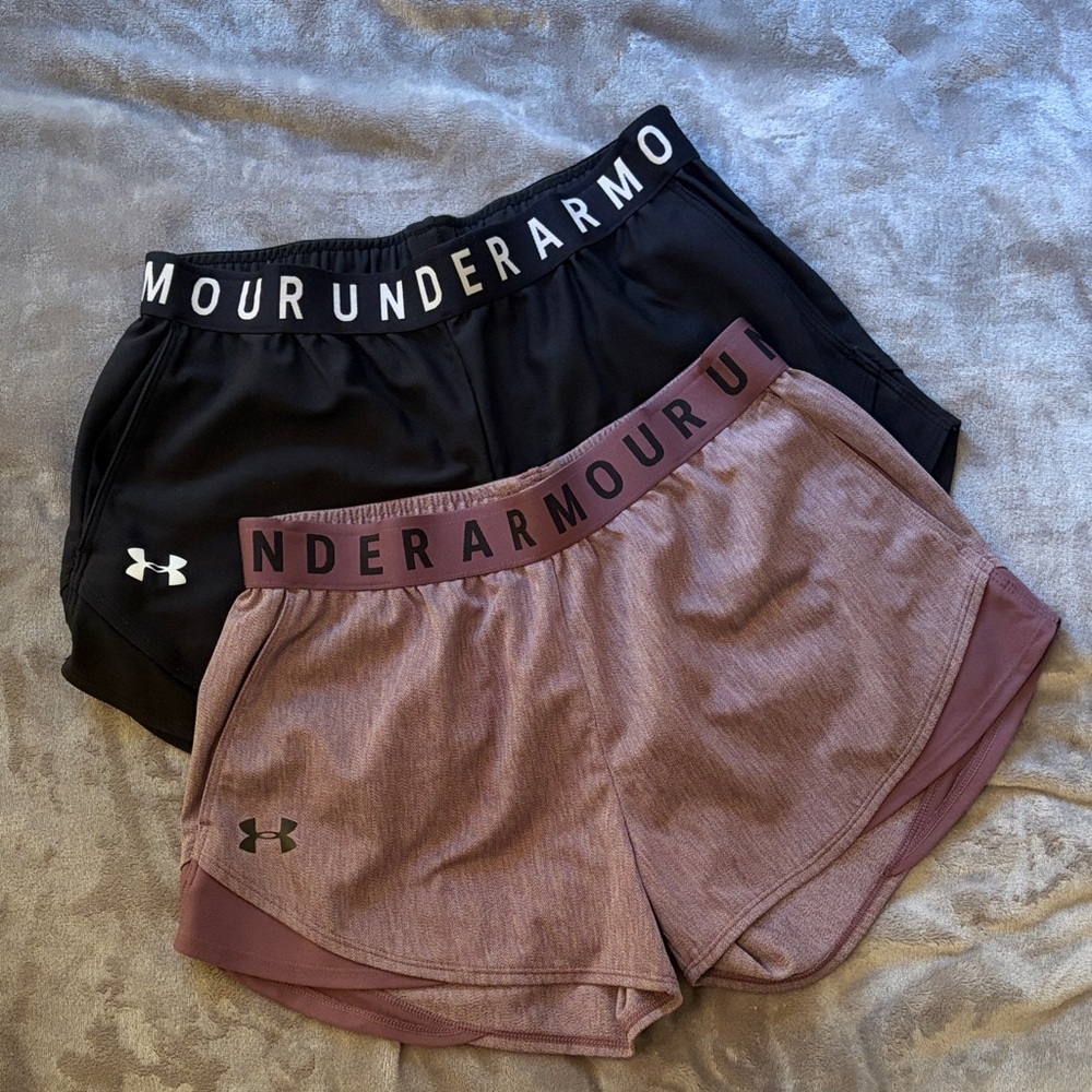 Under Armour Women's Black and Mauve Athletic Shorts